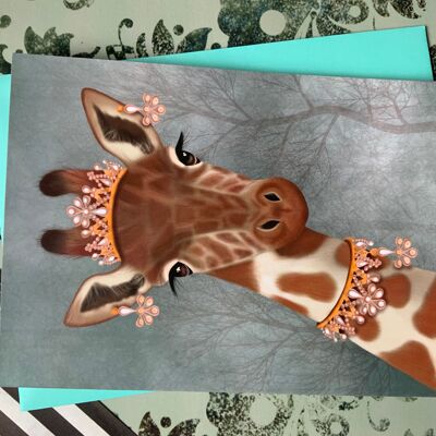 Lady Gabriella, giraffe greetings card , art card