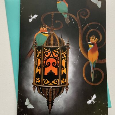 We Three Kings , bird greetings card, art card