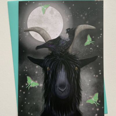 Phillip greetings card , goat , gothic , art card