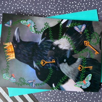 The Raven King. Raven greetings card, crow , gothic card