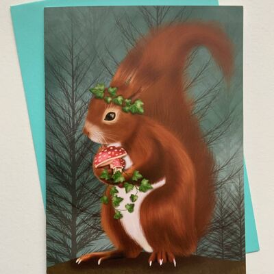 Lady Brambles. Squirrel greetings card , woodland , cute art card