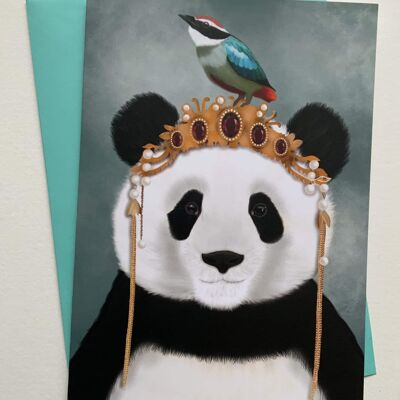 Princess Coco. Panda greetings card , wildlife card , art card .