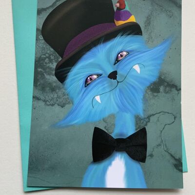 Jinx. Cat greetings card , funny , happy cat art card
