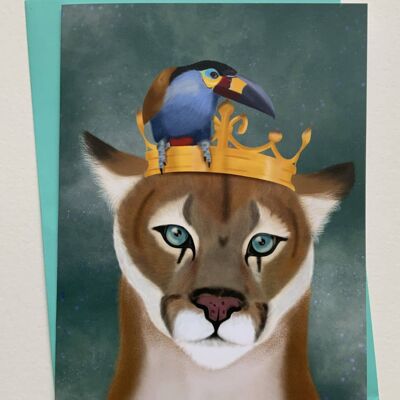 Mountain King. Mountain lion greetings card , big cat art card