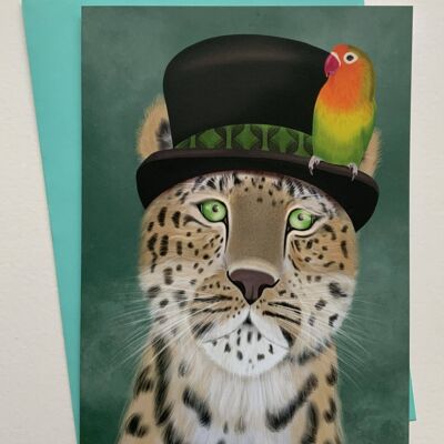 Léopard de l'amour. Leopard greetings card , big cat , art card , wildlife