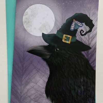Morrigan. Raven greetings card , crow , gothic , fantasy art card , Halloween
