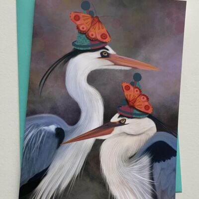 Fly Me Home. Heron greetings card , woodland , wildlife , bird fantasy art card