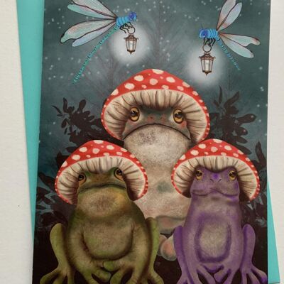 The Soggy Bottom Boys. Toad greetings card , frog art , woodland , toadstool , funny , cute , fantasy art card