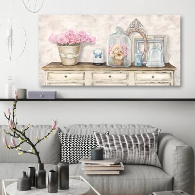 Shabby chic painting, on canvas: Remy Dellal, Composition in white