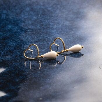 BOUCLES D'OREILLES JULIETTE I Porcelaine froide, gold filled 14 carats 4