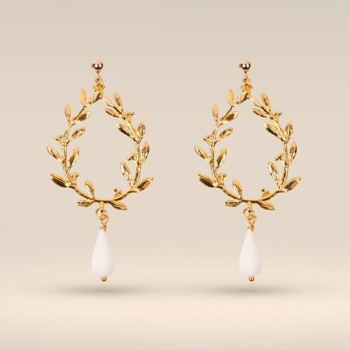 BOUCLES D'OREILLES "EMILIE" I Porcelaine froide, dorure à l'or fin 24 carats, gold filled 14 carats