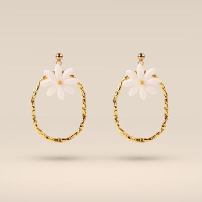 MARGUERITE EARRINGS I gold filled 14 carats, pendant gilded with fine gold 24 carats, cold porcelain