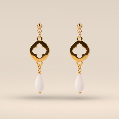 BOUCLES D'OREILLES ALICE I Porcelaine froide, dorure à l'or fin 24 carats, gold filled 14 carats