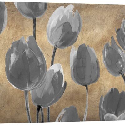 Moderne Blumenmalerei auf Leinwand: Luca Villa, Grey Tulips