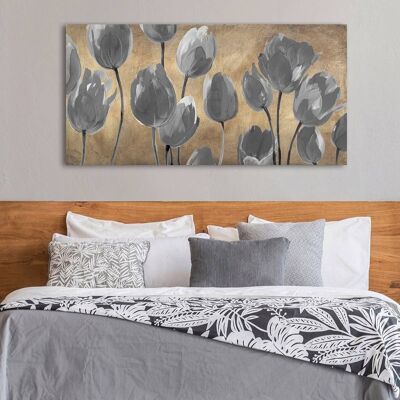 Moderne Blumenmalerei auf Leinwand: Luca Villa, Grey Tulips