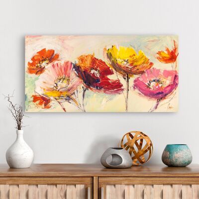 Modern painting with flowers. Print on canvas: Luigi Florio, In the wind