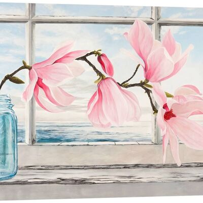 Modern painting on canvas: Remy Dellal, Magnolia flowers