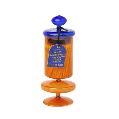 Bubble Glass Streichholzhalter mit hohen Sicherheitsstreichhölzern (140 Stück) - Funky Amber