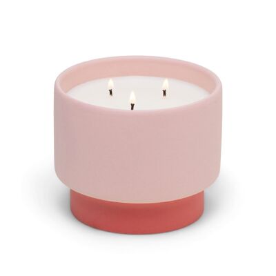 Bougie en Céramique Rose Color Block 453g - Pamplemousse Pétillant