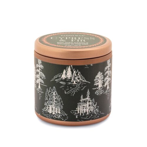 Cypress & Fir - 85g Copper Tin + Green Label With White Toile Pattern