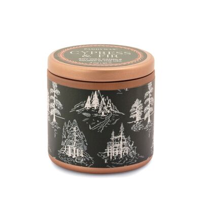 Cypress & Fir - 85g Copper Tin + Green Label With White Toile Pattern