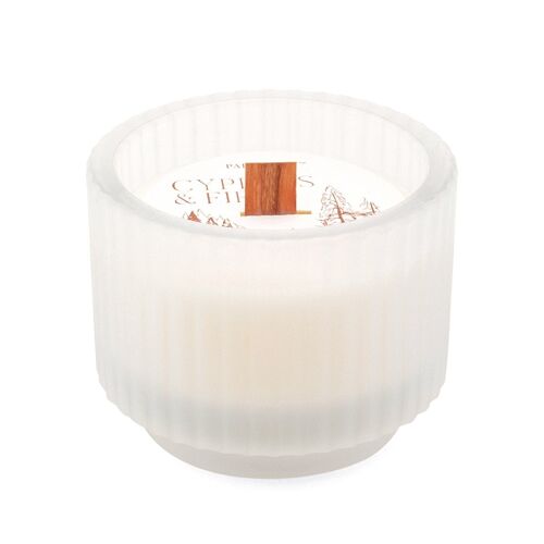 Cypress & Fir - 141g Frosted Glass Candle + Crackling Wood Wick