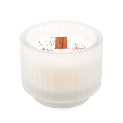 Cypress & Fir - 141g Frosted Glass Candle + Crackling Wood Wick
