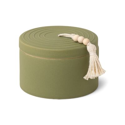 Cypress & Fir 283g Sage Green Ceramic Candle With Lid And Beaded Hang Tag