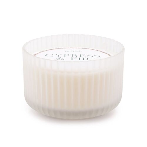 Cypress & Fir - 425g Large 3 Wick White Frosted Glass Candle