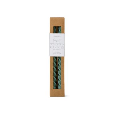 Cypress & Fir Twisted Tapers Evergreen Green - Paquete de 2
