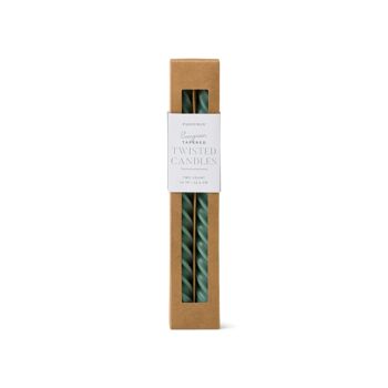 Cypress & Fir Twisted Tapers Evergreen Green - Paquet de 2