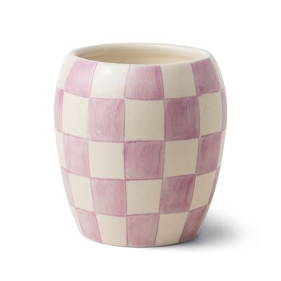 Checkmate 311g Lilac Checkered Porcelain Vessel with Dustcover - Lavender + Mimosa