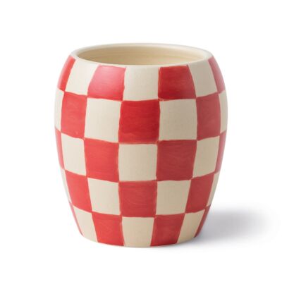 Checkmate 311g Red Checkered Porcelain Vessel With Dustcover - Rose + Santal