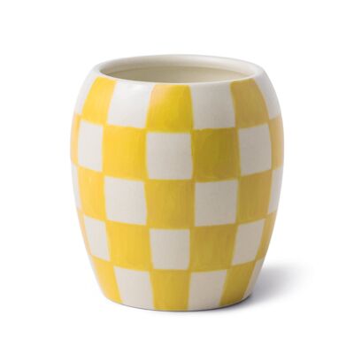 Scacco matto 311g Vaso in porcellana a scacchi color ocra con coperchio antipolvere - Ambra dorata