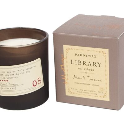 Library 170 g Kerze - Mark Twain: Tabakblüte + Vanille