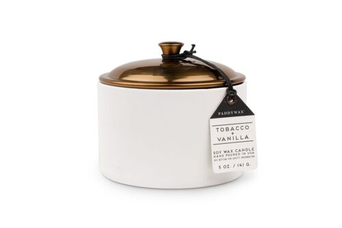 Hygge 141g White Ceramic Candle - Tobacco + Vanilla