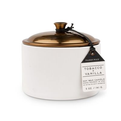 Hygge 141g White Ceramic Candle - Tobacco + Vanilla