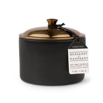 Hygge 141 g schwarze Keramikkerze - Bergamotte + Mahagoni