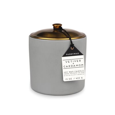 Hygge 425g 3-Wick Grey Ceramic Candle - Vetiver + Cardamom