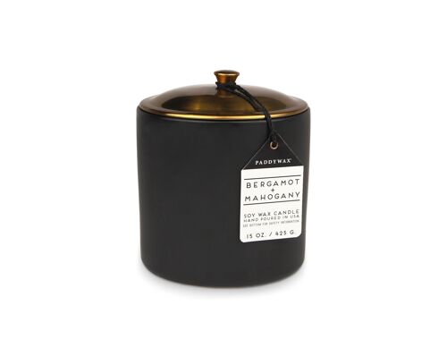 Hygge 425g 3-Wick Black Ceramic Candle - Bergamot + Mahogony