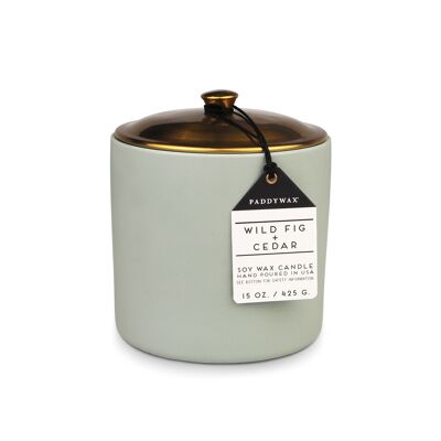 Hygge 425g 3-Wick Sage Ceramic Candle - Wild Fig + Cedar