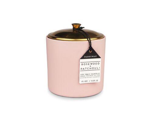Hygge 425g 3-Wick Blush Ceramic Candle - Rosewood + Patchouli