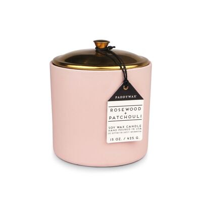 Hygge 425g 3-Wick Blush Ceramic Candle - Rosewood + Patchouli