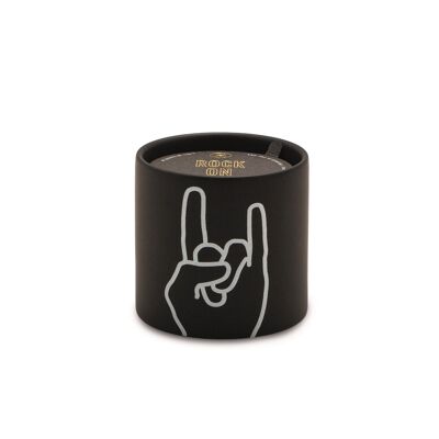 Impressions 163g Black Ceramic Candle - Rock On - Leather + Oakmoss