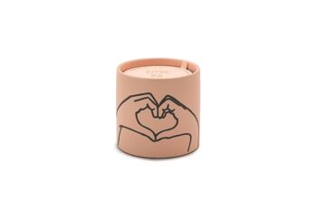 Bougie Céramique Rose Poudré Impressions 163g - Cœur - Tabac + Vanille
