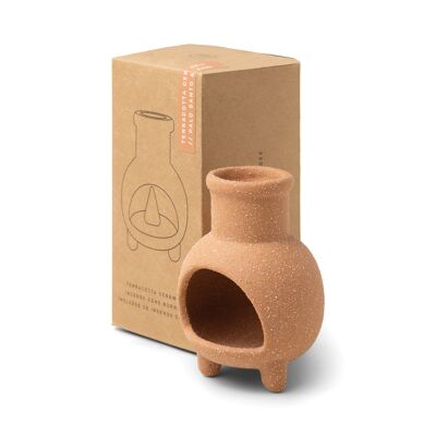 Porta cono di incenso in ceramica Chiminea in confezione Kraft - Palo Santo e salvia