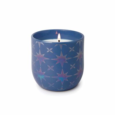 Lustre Keramikkerze (283 g) – Mattblau – Sterne – Saphirwasser