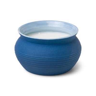 Candela in ceramica blu Santorini 368g - Agave blu