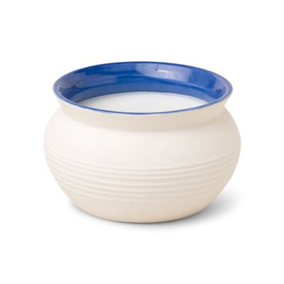 Santorini 368g Cream Ceramic Candle - Cliff & Hinoki Wood