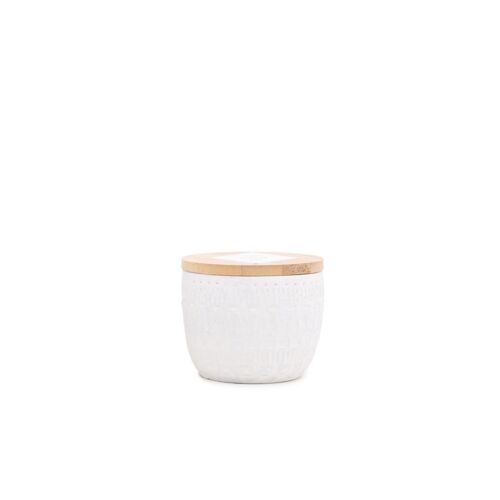 Sonora 85g White Etched Concrete Candle - Cotton & Teak